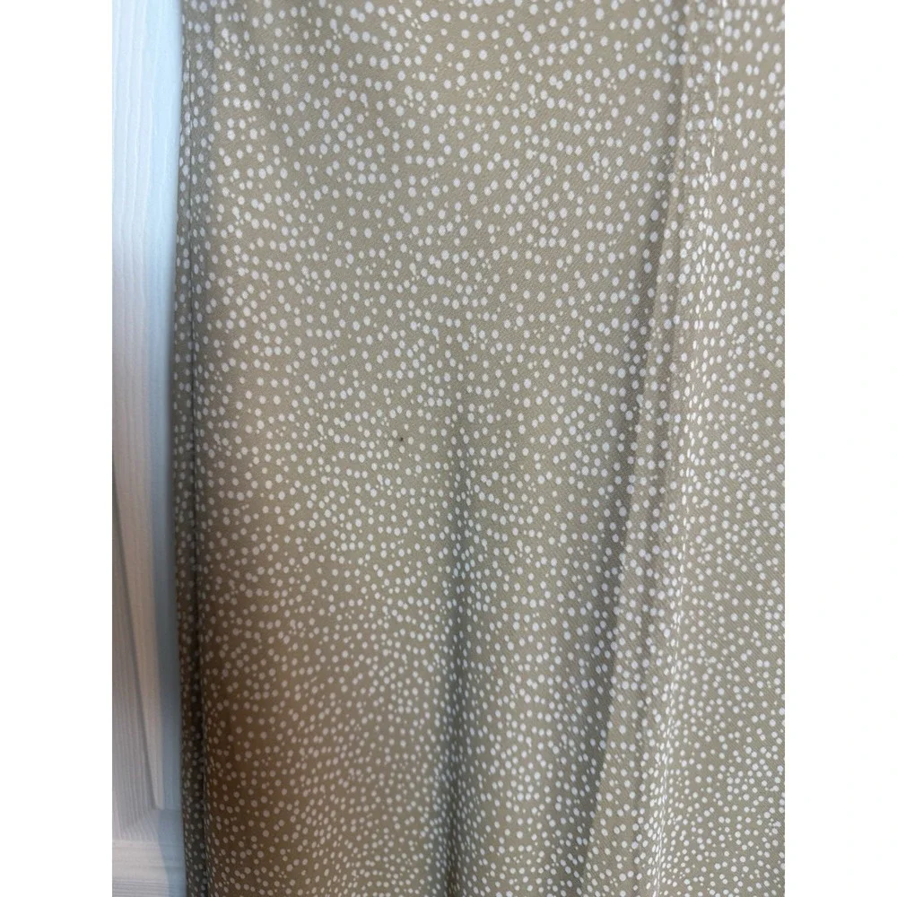 Vintage 90s Y2K FLP Beige Polka Dot Empire Waist Chiffon Prairie Midi Dress 8